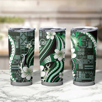 Samoa Siapo Tribal Pattern Tumbler Cup Forest Green Polynesian Plumeria Tapa Motif LT9 - Polynesian Pride