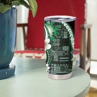 Samoa Siapo Tribal Pattern Tumbler Cup Forest Green Polynesian Plumeria Tapa Motif LT9 - Polynesian Pride