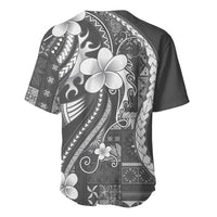 Samoa Siapo Tribal Pattern Baseball Jersey Light Gray Polynesian Plumeria Tapa Motif LT9 - Polynesian Pride