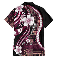 Samoa Siapo Tribal Pattern Family Matching Tank Maxi Dress and Hawaiian Shirt Violet Polynesian Plumeria Tapa Motif LT9 - Polynesian Pride