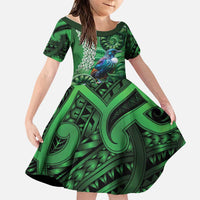 Tui Bird Koru Silver Fern Aotearoa Family Matching Mermaid Dress and Hawaiian Shirt