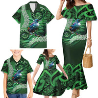 Tui Bird Koru Silver Fern Aotearoa Family Matching Mermaid Dress and Hawaiian Shirt