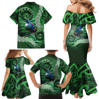 Tui Bird Koru Silver Fern Aotearoa Family Matching Mermaid Dress and Hawaiian Shirt