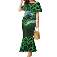 Tui Bird Koru Silver Fern Aotearoa Family Matching Mermaid Dress and Hawaiian Shirt