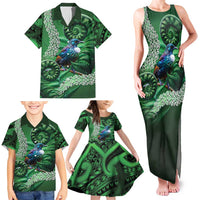 Tui Bird Koru Silver Fern Aotearoa Family Matching Tank Maxi Dress and Hawaiian Shirt