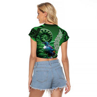 Tui Bird Koru Silver Fern Aotearoa Raglan Cropped T Shirt