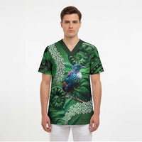 Tui Bird Koru Silver Fern Aotearoa Scrub Top LT9 - Polynesian Pride