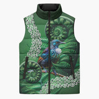 Tui Bird Koru Silver Fern Aotearoa Sleeveless Puffer Jacket