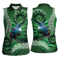 Tui Bird Koru Silver Fern Aotearoa Women Sleeveless Polo Shirt LT9 - Polynesian Pride