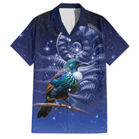 Tui Bird Matariki Galaxy Family Matching Short Sleeve Bodycon Dress and Hawaiian Shirt Koru Silver Fern Aotearoa LT9 Dad's Shirt - Short Sleeve Galaxy - Polynesian Pride