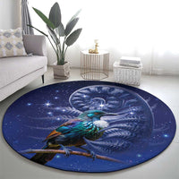 Tui Bird Matariki Galaxy Round Carpet Koru Silver Fern Aotearoa LT9 - Polynesian Pride