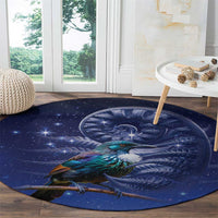 Tui Bird Matariki Galaxy Round Carpet Koru Silver Fern Aotearoa LT9 - Polynesian Pride