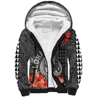 Hawaii Fish Hook Sherpa Hoodie Polynesian Vintage Vibes LT9 Unisex Black - Polynesian Pride