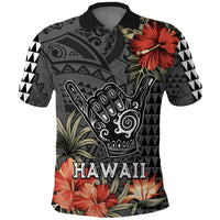 Hawaii Shaka Surf Hand Sign Polo Shirt Polynesian Vintage Vibes LT9 Black - Polynesian Pride