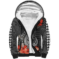 Personalised Hawaii Fish Hook Sherpa Hoodie Polynesian Vintage Vibes LT9 Unisex Black - Polynesian Pride