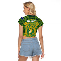Cook Islands Rugby Raglan Cropped T Shirt Kukis Athletic Style LT9 - Polynesian Pride