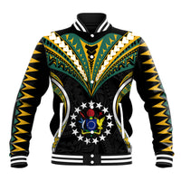 Polynesian Pride Cook Islands Baseball Jacket Tribal Wave Style LT9 Unisex Black - Polynesian Pride