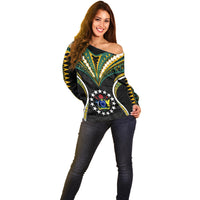 Polynesian Pride Cook Islands Off Shoulder Sweater Tribal Wave Style LT9 - Polynesian Pride