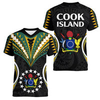 Polynesian Pride Cook Islands Women V Neck T Shirt Tribal Wave Style LT9 - Polynesian Pride