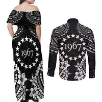 Cook Islands Ra o te Ui Ariki Est 1967 Couples Matching Off Shoulder Maxi Dress and Long Sleeve Button Shirt
