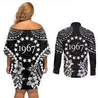 Cook Islands Ra o te Ui Ariki Est 1967 Couples Matching Off Shoulder Short Dress and Long Sleeve Button Shirt