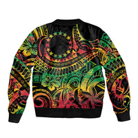 Cook Islands 15 Stars Bomber Jacket Kuki Airani Polynesian Tribal Wave Tattoo