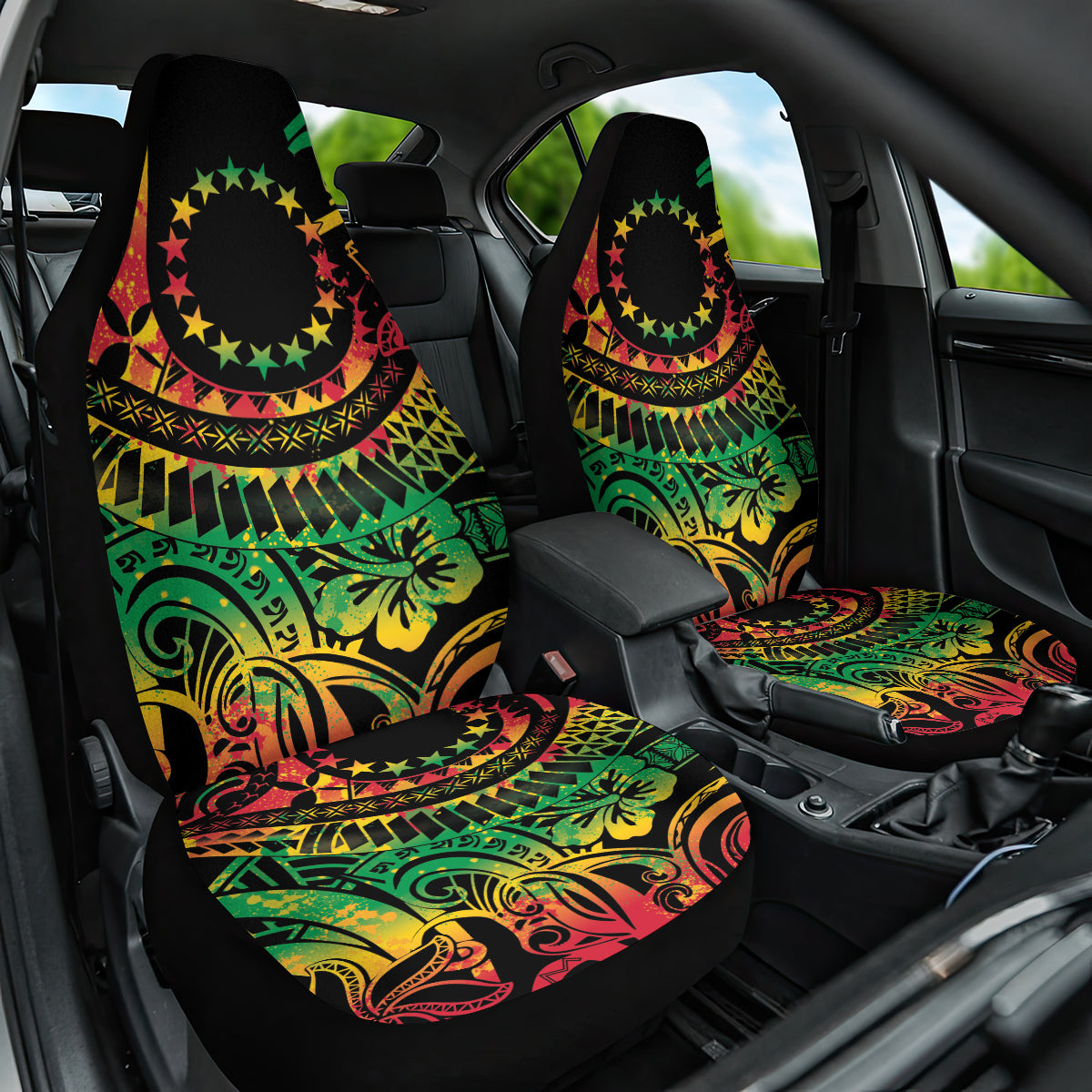 Cook Islands 15 Stars Car Seat Cover Kuki Airani Polynesian Tribal Wave Tattoo