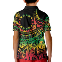 Cook Islands 15 Stars Kid Polo Shirt Kuki Airani Polynesian Tribal Wave Tattoo