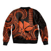 Custom King Kamehameha Day Hawaii Sleeve Zip Bomber Jacket Paradise of the Pacific Tribal Kakau - Orange LT9 - Polynesian Pride