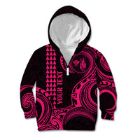 Custom King Kamehameha Day Hawaii Kid Hoodie Paradise of the Pacific Tribal Kakau - Pink LT9 - Polynesian Pride
