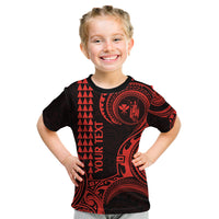 Custom King Kamehameha Day Hawaii Kid T Shirt Paradise of the Pacific Tribal Kakau - Red LT9 Red - Polynesian Pride