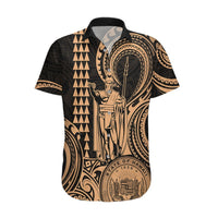 King Kamehameha Day Hawaii Hawaiian Shirt Paradise of the Pacific Tribal Kakau with Kanaka Maoli - Nude LT9 Nude - Polynesian Pride