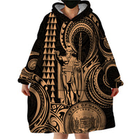 King Kamehameha Day Hawaii Wearable Blanket Hoodie Paradise of the Pacific Tribal Kakau with Kanaka Maoli - Nude LT9 - Polynesian Pride