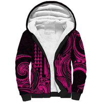 King Kamehameha Day Hawaii Sherpa Hoodie Paradise of the Pacific Tribal Kakau with Kanaka Maoli - Pink LT9 Unisex Pink - Polynesian Pride