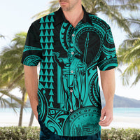 King Kamehameha Day Hawaii Hawaiian Shirt Paradise of the Pacific Tribal Kakau with Kanaka Maoli - Turquoise LT9 - Polynesian Pride