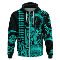 King Kamehameha Day Hawaii Hoodie Paradise of the Pacific Tribal Kakau with Kanaka Maoli Turquoise LT9 - Polynesian Pride