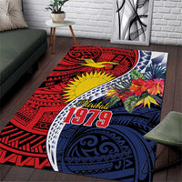 Flag of Kiribati Polynesian Pattern Area Rug Est 1979 With Tropical Flowers