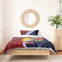 Flag of Kiribati Polynesian Pattern Bedding Set Est 1979 With Tropical Flowers