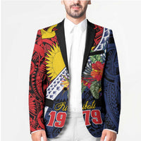 Flag of Kiribati Polynesian Pattern Blazer Est 1979 With Tropical Flowers - Polynesian Pride