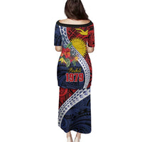 Flag of Kiribati Polynesian Pattern Family Matching Puletasi and Hawaiian Shirt Est 1979 With Tropical Flowers