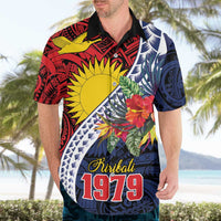 Flag of Kiribati Polynesian Pattern Hawaiian Shirt Est 1979 With Tropical Flowers