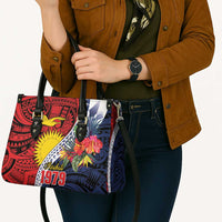 Flag of Kiribati Polynesian Pattern Leather Bag Est 1979 With Tropical Flowers - Polynesian Pride