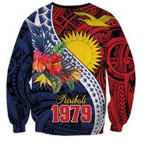 Flag of Kiribati Polynesian Pattern Sweatshirt Est 1979 With Tropical Flowers