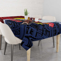 Flag of Kiribati Polynesian Pattern Tablecloth Est 1979 With Tropical Flowers