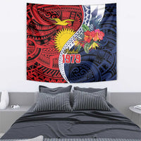 Flag of Kiribati Polynesian Pattern Tapestry Est 1979 With Tropical Flowers