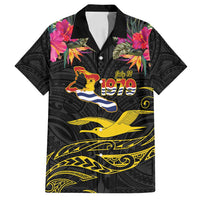 Kiribati Independence Day Personalised Family Matching Puletasi and Hawaiian Shirt Gold Frigatebird with Polynesian Pattern