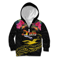 Kiribati Independence Day Personalised Kid Hoodie Gold Frigatebird with Polynesian Pattern