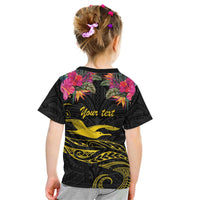 Kiribati Independence Day Personalised Kid T Shirt Gold Frigatebird with Polynesian Pattern