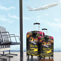 Kiribati Independence Day Personalised Luggage Cover Gold Frigatebird with Polynesian Pattern