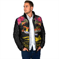 Kiribati Independence Day Personalised Padded Jacket Gold Frigatebird with Polynesian Pattern - Polynesian Pride
